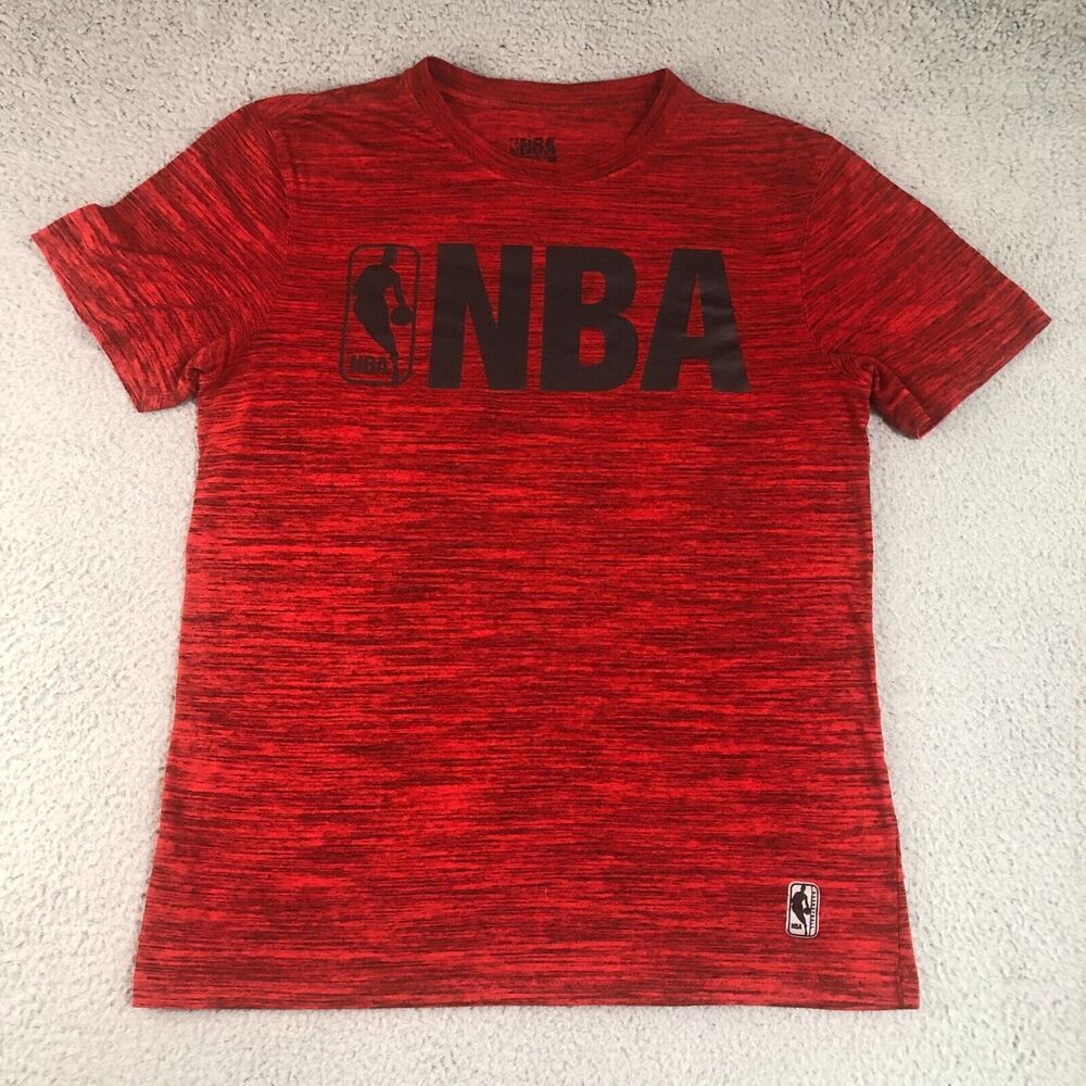 Nba Shirt Mens Medium Red Crew Neck Spell Out Logo Basketball Graphic Tee‎